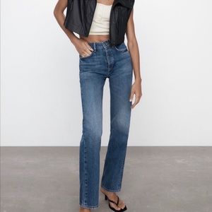 🔥🔥 Zara High-Rise Full Length Straight Leg Jeans